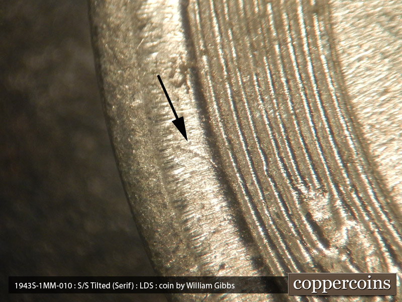Die-stage C marker on 1943S•1MM•010 (1943 Repunched Mint Mark).