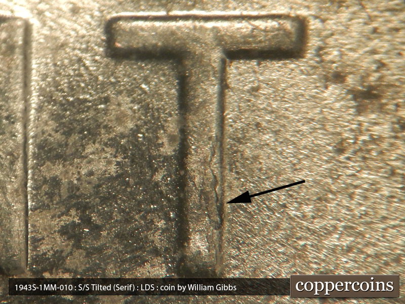 Die-stage C marker on 1943S•1MM•010 (1943 Repunched Mint Mark).