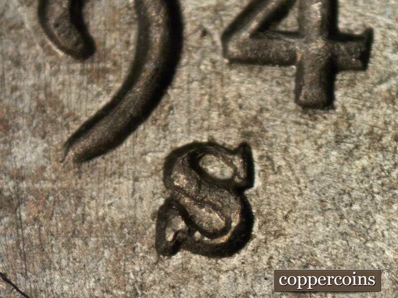1943 Lincoln cent obverse, CopperCoins die 1943S•1MM•013.