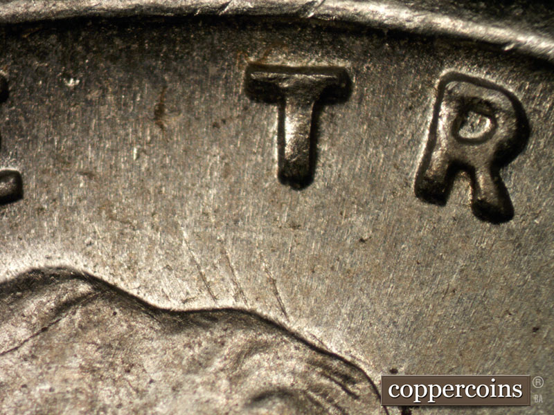 Die-stage B marker on 1943S•1MM•013 (1943 Repunched Mint Mark).
