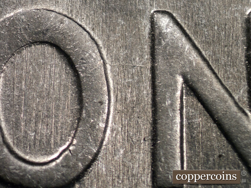 Die-stage B marker on 1943S•1MM•013 (1943 Repunched Mint Mark).