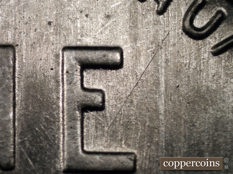 Die-stage B marker on 1943S•1MM•013 (1943 Repunched Mint Mark).