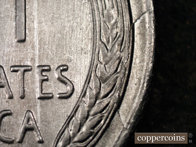 Die-stage B marker on 1943S•1MM•013 (1943 Repunched Mint Mark).
