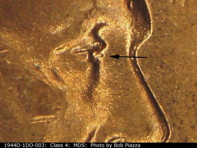 1944 Lincoln cent obverse, CopperCoins die 1944D•1DO•003.