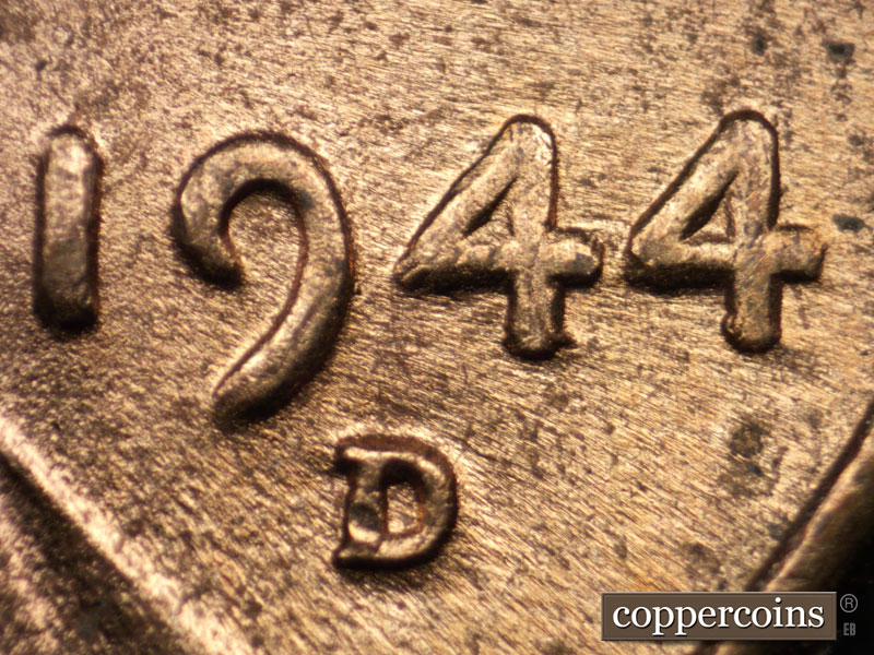 Die-stage C marker on 1944D•1DO•004 (1944 Doubled Die Obverse).
