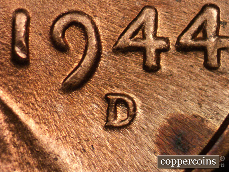 Die-stage C marker on 1944D•1DO•007 (1944 Doubled Die Obverse).