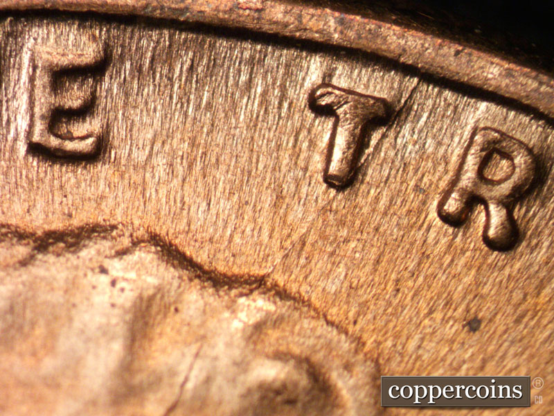 Die-stage C marker on 1944D•1DO•007 (1944 Doubled Die Obverse).