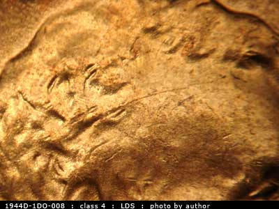 Die-stage C marker on 1944D•1DO•008 (1944 Doubled Die Obverse).