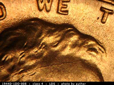 Die-stage C marker on 1944D•1DO•008 (1944 Doubled Die Obverse).
