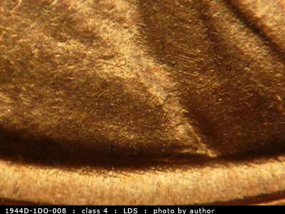 Die-stage C marker on 1944D•1DO•008 (1944 Doubled Die Obverse).