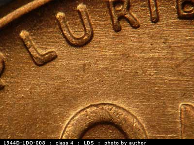 Die-stage C marker on 1944D•1DO•008 (1944 Doubled Die Obverse).