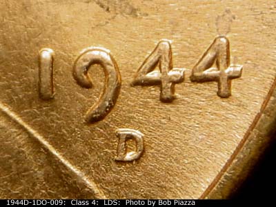 Die-stage C marker on 1944D•1DO•009 (1944 Doubled Die Obverse).