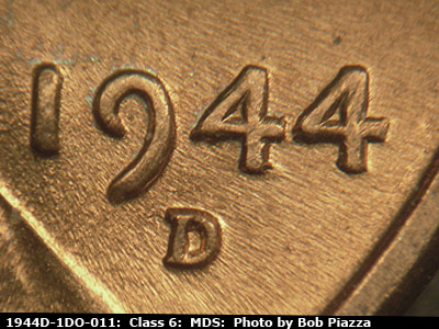 1944 Lincoln cent obverse, CopperCoins die 1944D•1DO•011.