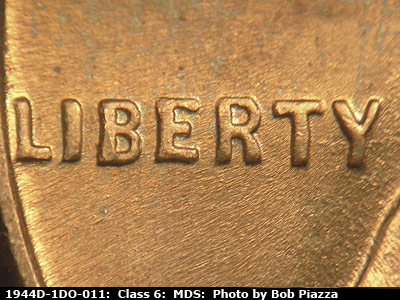 Die-stage B marker on 1944D•1DO•011 (1944 Doubled Die Obverse).
