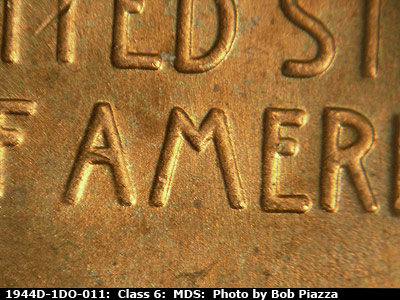 Die-stage B marker on 1944D•1DO•011 (1944 Doubled Die Obverse).