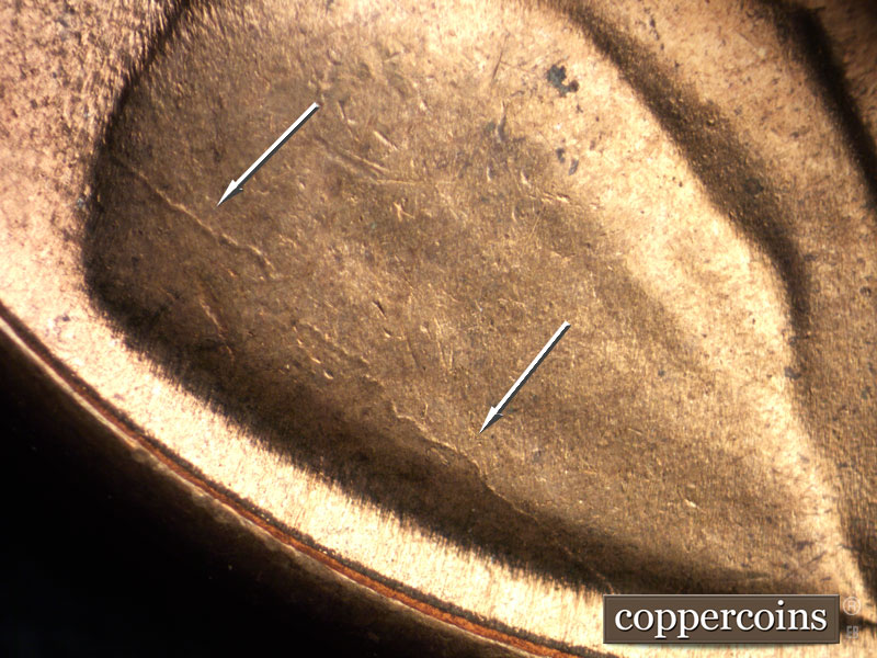 Die-stage C marker on 1944D•1DO•011 (1944 Doubled Die Obverse).