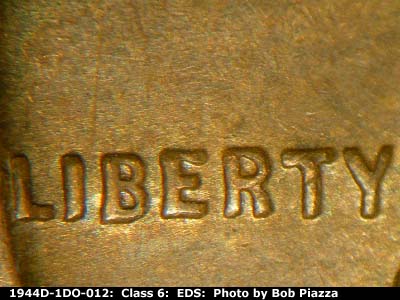Die-stage A marker on 1944D•1DO•012 (1944 Doubled Die Obverse).