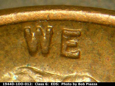 Die-stage A marker on 1944D•1DO•012 (1944 Doubled Die Obverse).