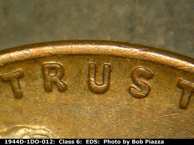Die-stage A marker on 1944D•1DO•012 (1944 Doubled Die Obverse).