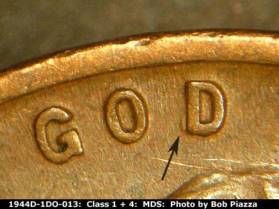 1944 Lincoln cent obverse, CopperCoins die 1944D•1DO•013.