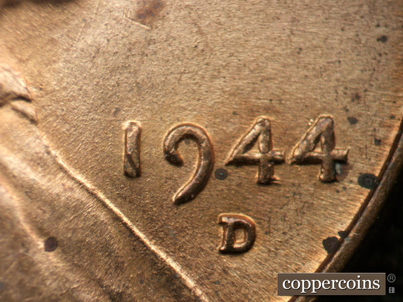 Die-stage B marker on 1944D•1DO•017 (1944 Doubled Die Obverse).