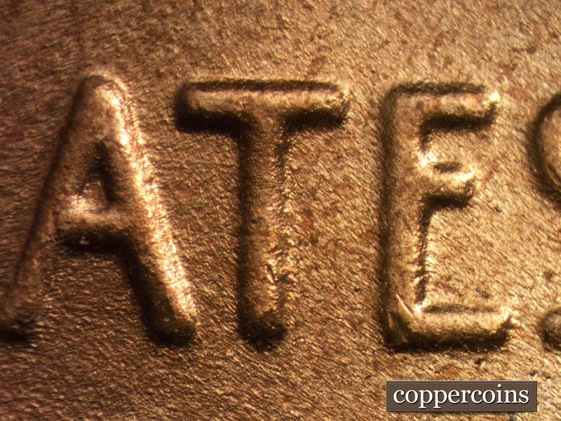 Die-stage A marker on 1944D•1DO•021 (1944 Doubled Die Obverse).