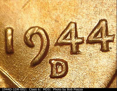 1944 Lincoln cent obverse, CopperCoins die 1944D•1DR•002.