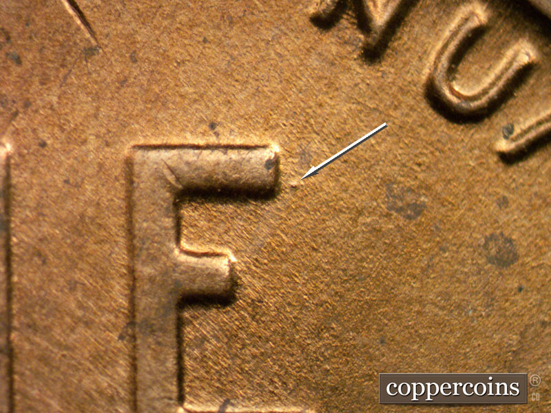 Die-stage B marker on 1944D•1MM•002 (1944 Repunched Mint Mark).