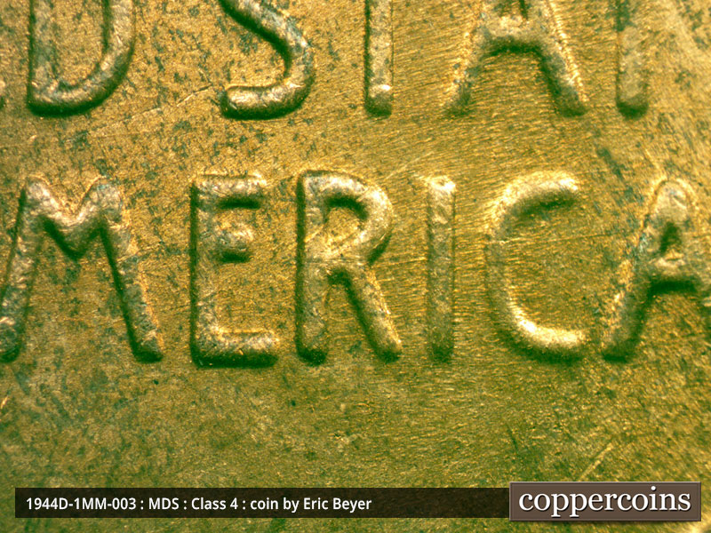 Die-stage B marker on 1944D•1MM•003 (1944 Repunched Mint Mark).