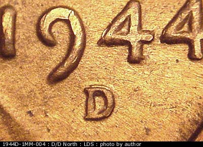Die-stage C marker on 1944D•1MM•004 (1944 Repunched Mint Mark).