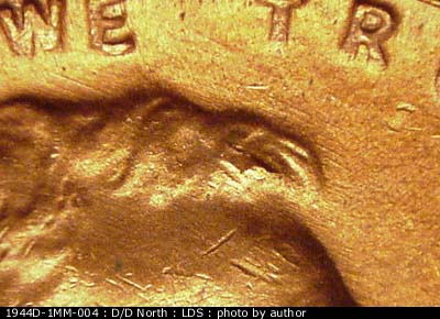 Die-stage C marker on 1944D•1MM•004 (1944 Repunched Mint Mark).