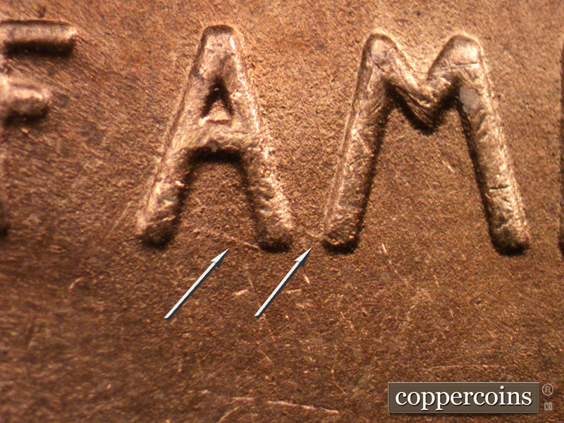 Die-stage C marker on 1944D•1MM•005 (1944 Repunched Mint Mark).