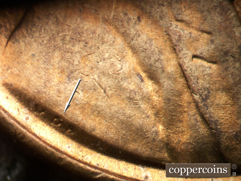 Die-stage C marker on 1944D•1MM•008 (1944 Repunched Mint Mark).