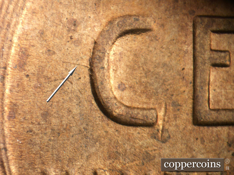 Die-stage C marker on 1944D•1MM•008 (1944 Repunched Mint Mark).