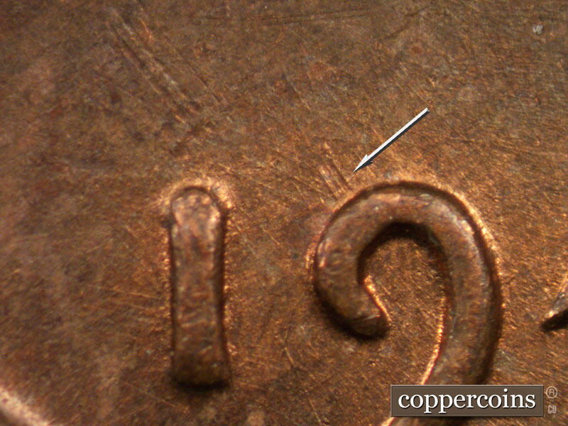 Die-stage A marker on 1944D•1MM•010 (1944 Repunched Mint Mark).