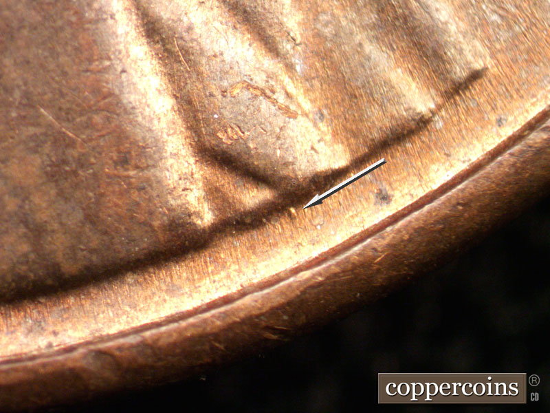 Die-stage A marker on 1944D•1MM•010 (1944 Repunched Mint Mark).