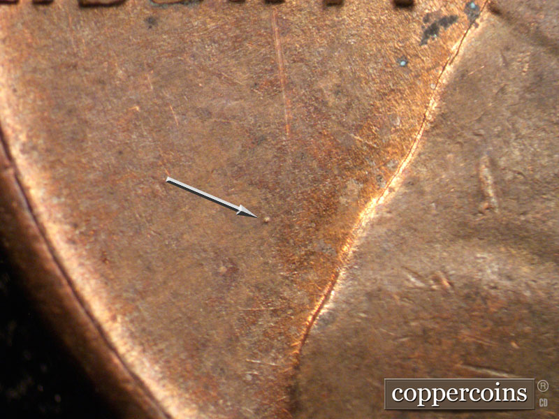 Die-stage A marker on 1944D•1MM•010 (1944 Repunched Mint Mark).