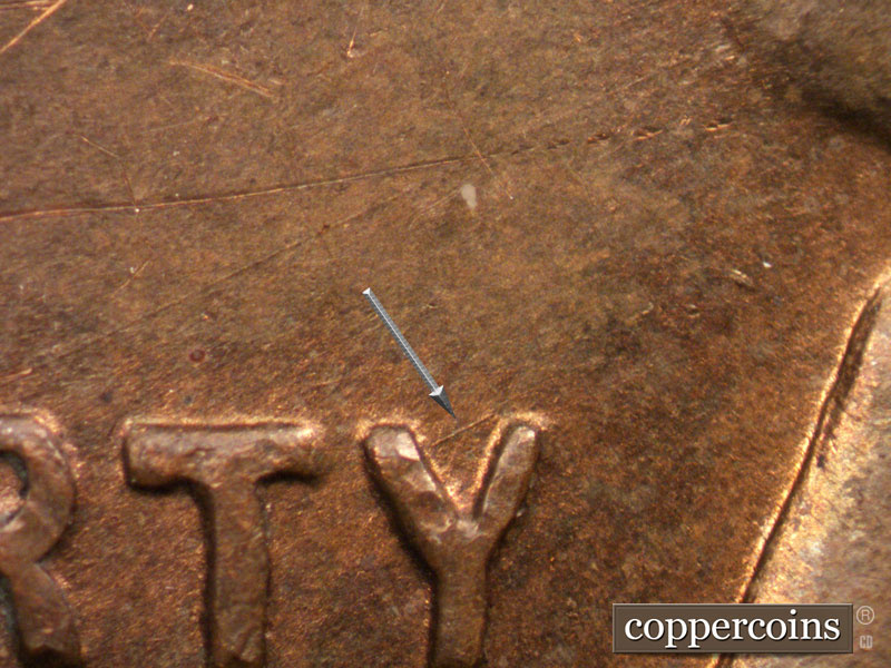 Die-stage A marker on 1944D•1MM•010 (1944 Repunched Mint Mark).