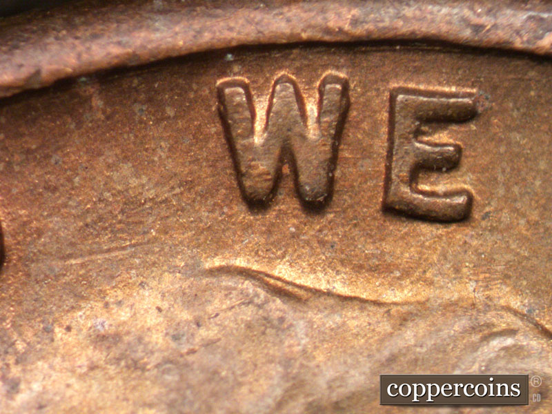 Die-stage A marker on 1944D•1MM•010 (1944 Repunched Mint Mark).