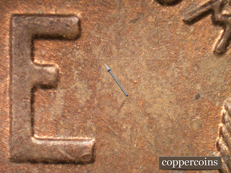 Die-stage A marker on 1944D•1MM•010 (1944 Repunched Mint Mark).