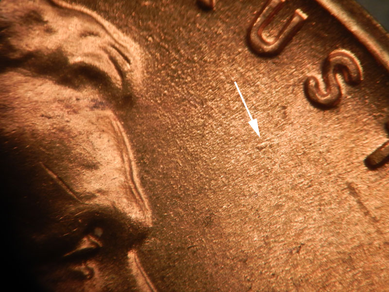 Die-stage B marker on 1944D•1MM•011 (1944 Repunched Mint Mark).