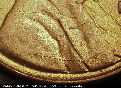 Die-stage C marker on 1944D•1MM•012 (1944 Repunched Mint Mark).