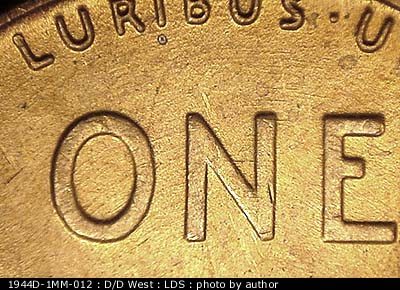 Die-stage C marker on 1944D•1MM•012 (1944 Repunched Mint Mark).