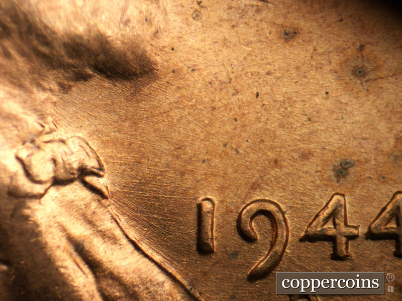 Die-stage B marker on 1944D•1MM•015 (1944 Repunched Mint Mark).