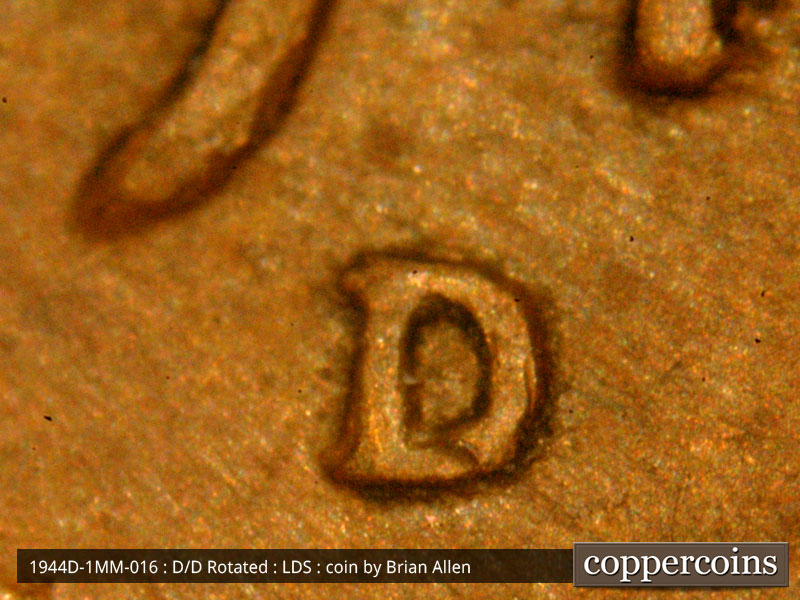 Die-stage C marker on 1944D•1MM•016 (1944 Repunched Mint Mark).