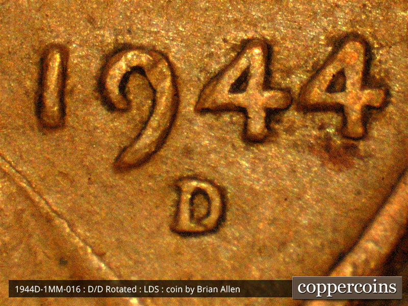 Die-stage C marker on 1944D•1MM•016 (1944 Repunched Mint Mark).