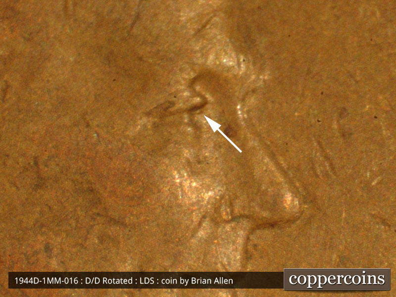Die-stage C marker on 1944D•1MM•016 (1944 Repunched Mint Mark).