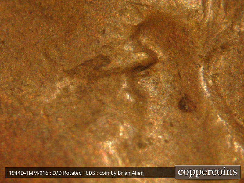 Die-stage C marker on 1944D•1MM•016 (1944 Repunched Mint Mark).