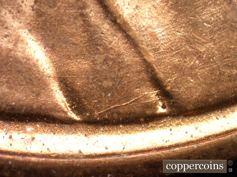 Die-stage B marker on 1944D•1MM•019 (1944 Repunched Mint Mark).