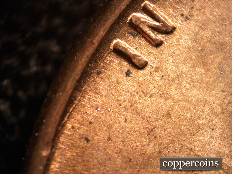 Die-stage B marker on 1944D•1MM•019 (1944 Repunched Mint Mark).